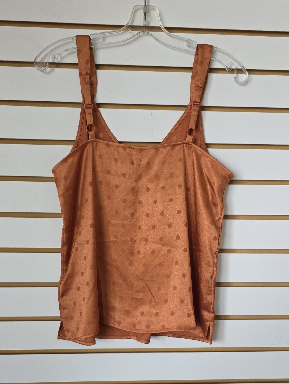 Old Navy Copper Brown Polka Dot Cami Med Tall - Picture 3 of 6
